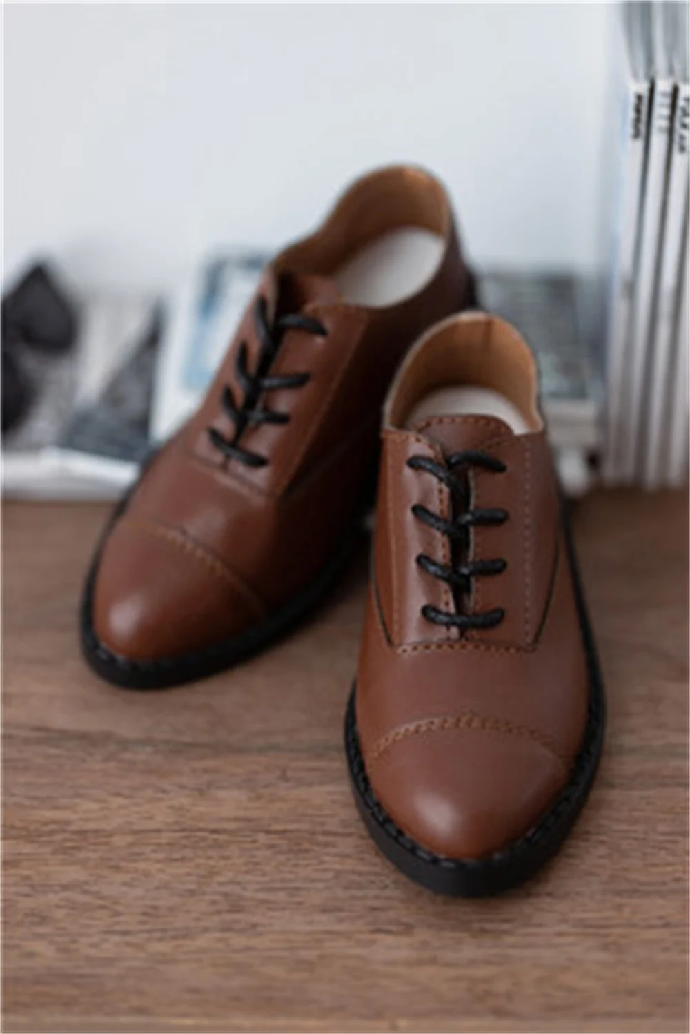 BJD Doll Shoes ID75 1/3 Boys Leather Black White Brown Handsome Three Color Pointy Toe Lace-up Shoes Work Doll Accessories