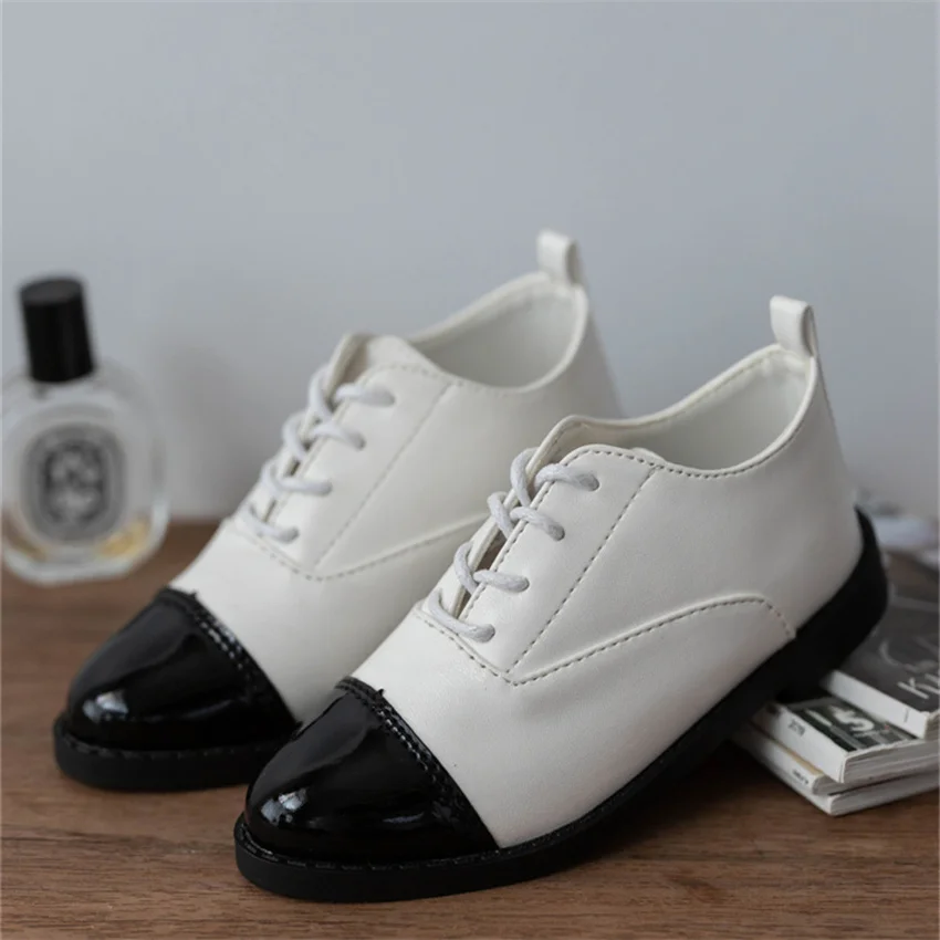 BJD Doll Shoes ID75 1/3 Boys Leather Black White Brown Handsome Three Color Pointy Toe Lace-up Shoes Work Doll Accessories