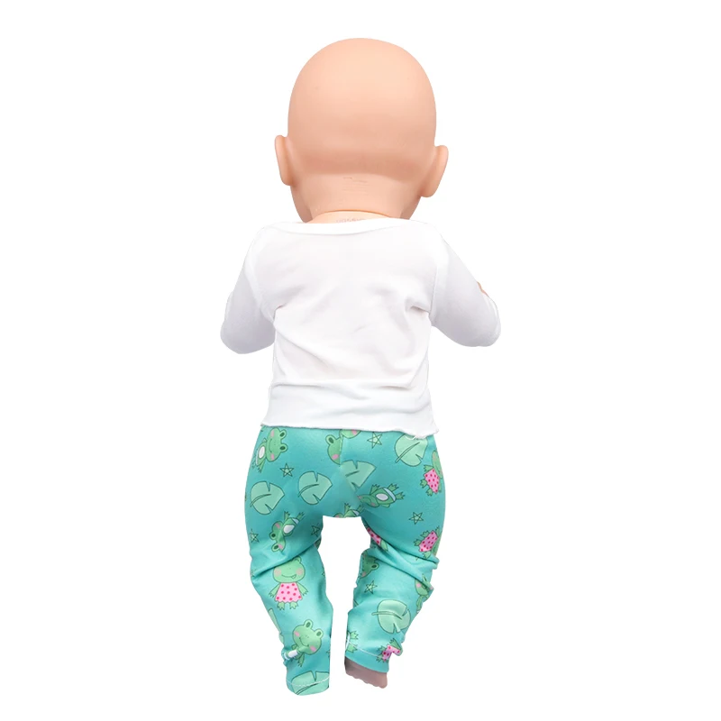 Doll Clothes Pajamas For 43cm Baby Reborn&American 18 Inch Girl Doll Unicorn Frog Shark Cartoon Clothes Suit For Generation Doll