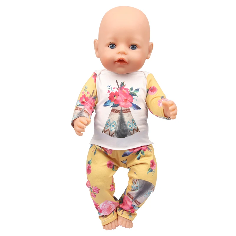 Doll Clothes Pajamas For 43cm Baby Reborn&American 18 Inch Girl Doll Unicorn Frog Shark Cartoon Clothes Suit For Generation Doll
