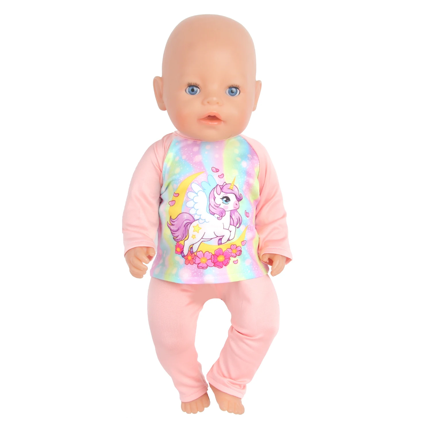Doll Clothes Pajamas For 43cm Baby Reborn&American 18 Inch Girl Doll Unicorn Frog Shark Cartoon Clothes Suit For Generation Doll