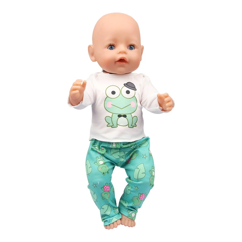 Doll Clothes Pajamas For 43cm Baby Reborn&American 18 Inch Girl Doll Unicorn Frog Shark Cartoon Clothes Suit For Generation Doll