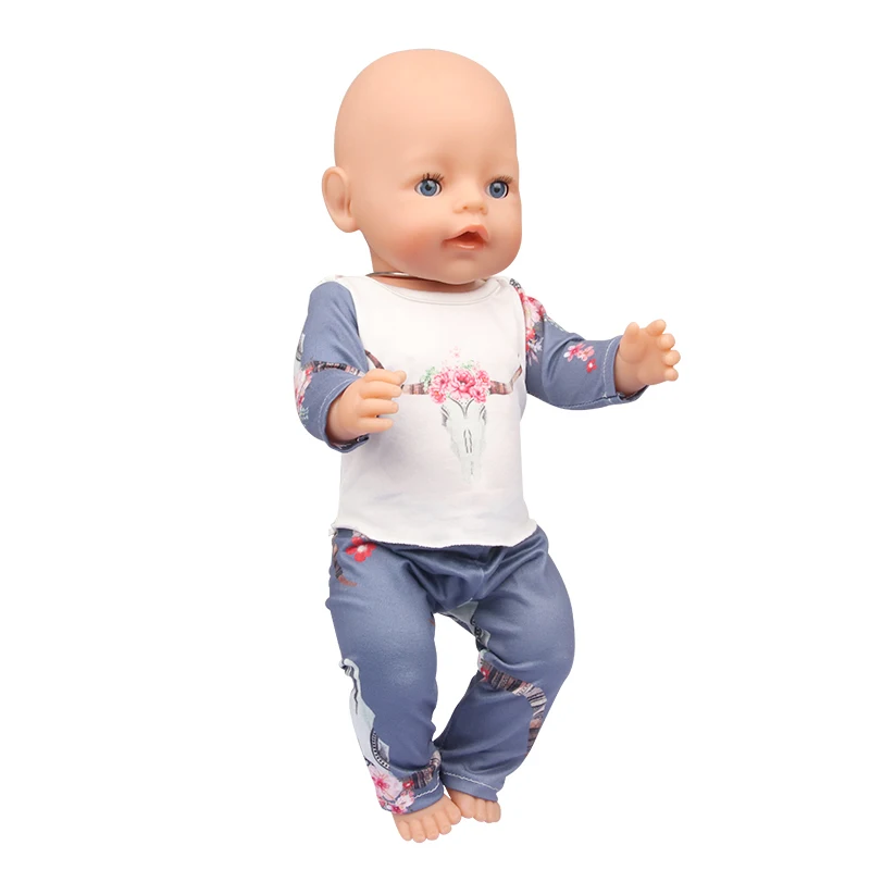 Doll Clothes Pajamas For 43cm Baby Reborn&American 18 Inch Girl Doll Unicorn Frog Shark Cartoon Clothes Suit For Generation Doll