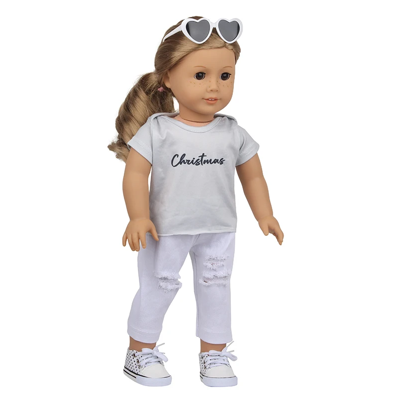 Doll Clothes Pajamas For 43cm Baby Reborn&American 18 Inch Girl Doll Unicorn Frog Shark Cartoon Clothes Suit For Generation Doll