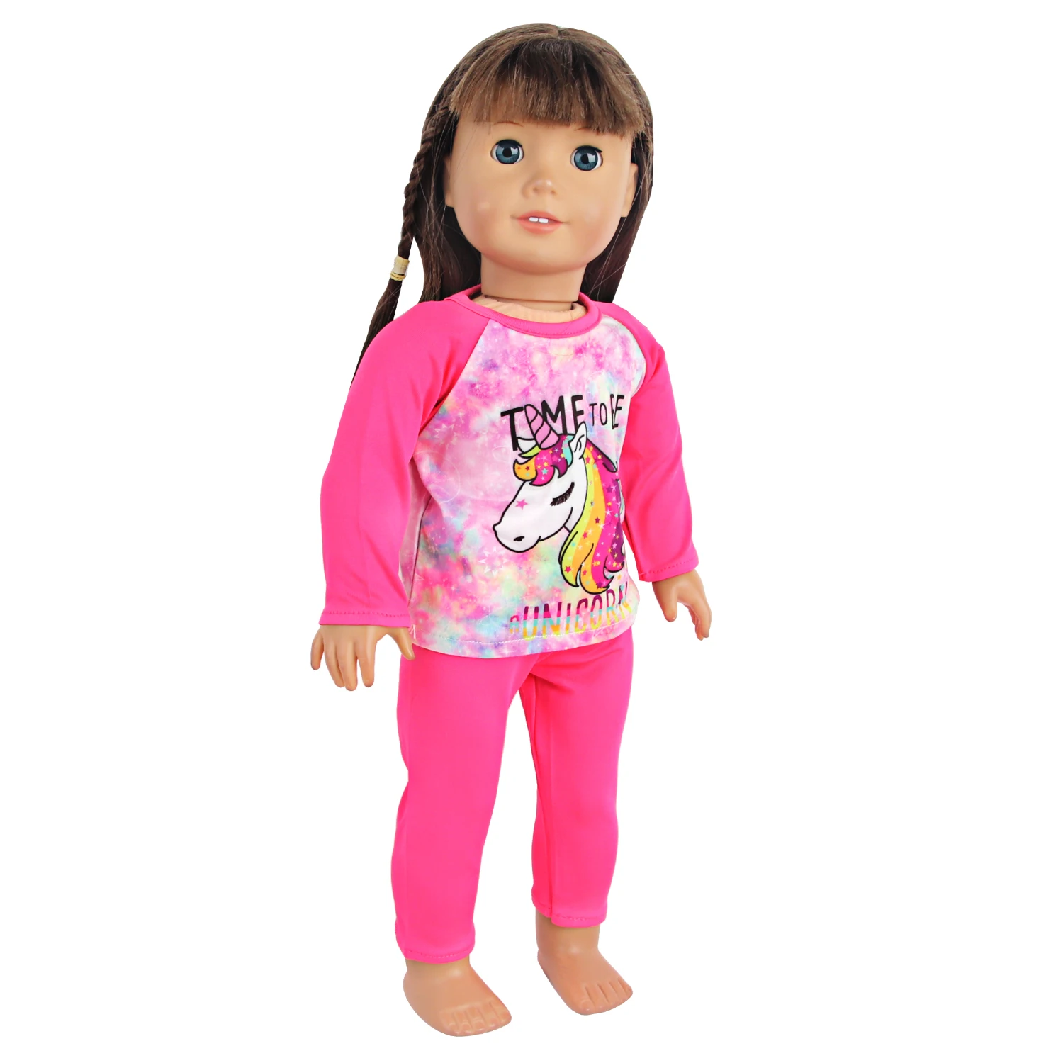 Doll Clothes Pajamas For 43cm Baby Reborn&American 18 Inch Girl Doll Unicorn Frog Shark Cartoon Clothes Suit For Generation Doll