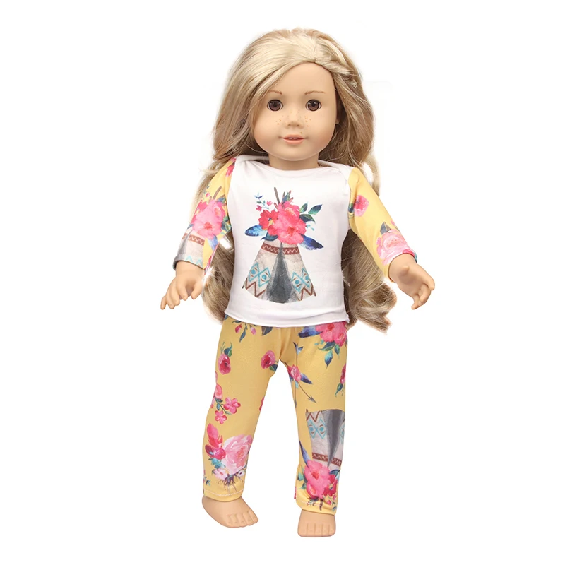 Doll Clothes Pajamas For 43cm Baby Reborn&American 18 Inch Girl Doll Unicorn Frog Shark Cartoon Clothes Suit For Generation Doll