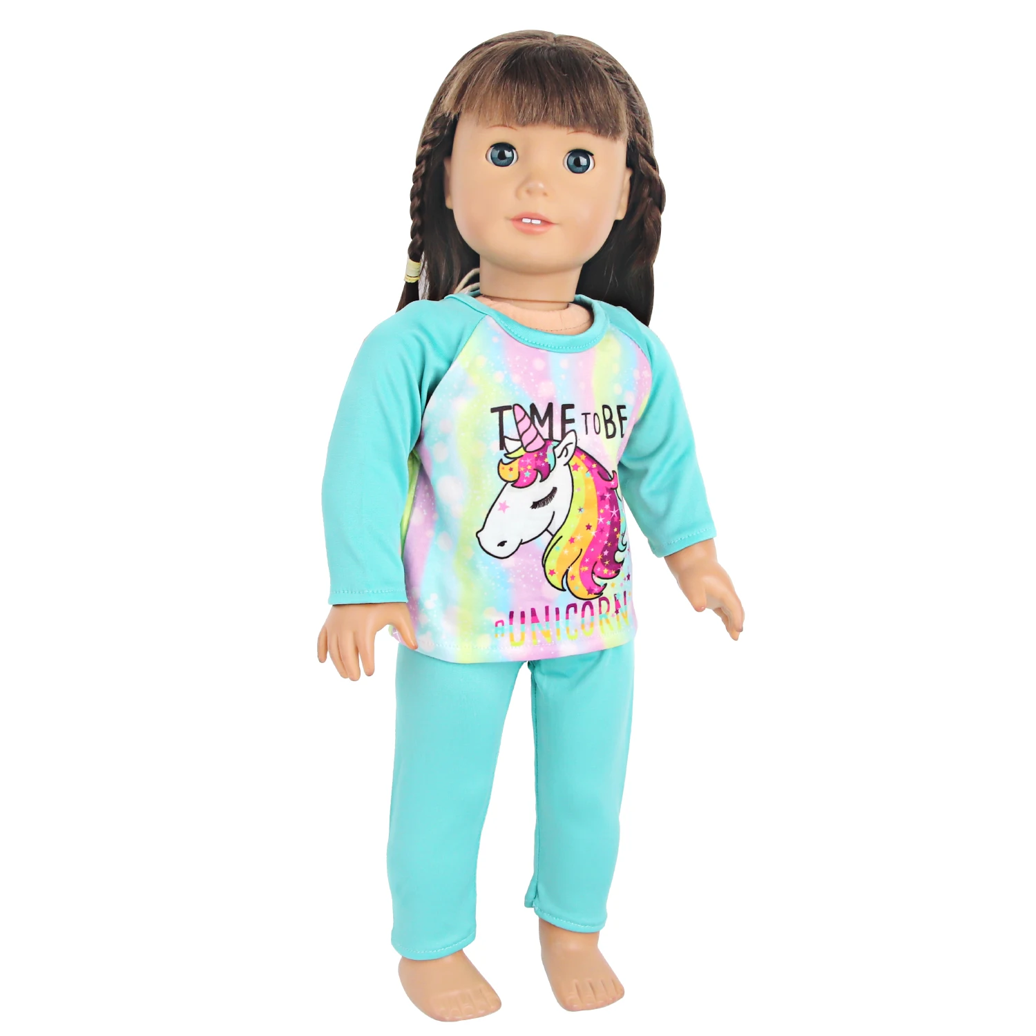 Doll Clothes Pajamas For 43cm Baby Reborn&American 18 Inch Girl Doll Unicorn Frog Shark Cartoon Clothes Suit For Generation Doll