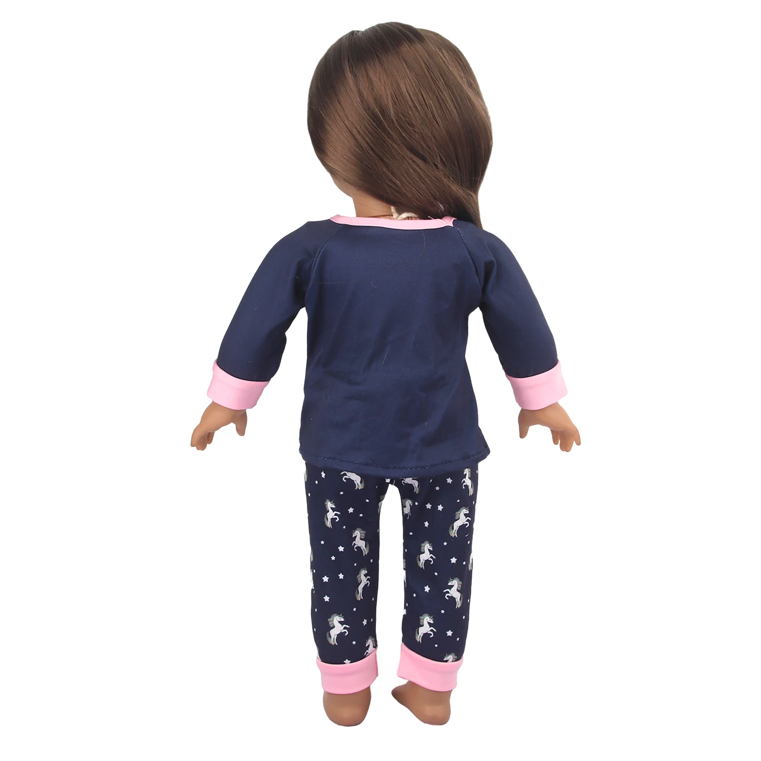 Doll Clothes Pajamas For 43cm Baby Reborn&American 18 Inch Girl Doll Unicorn Frog Shark Cartoon Clothes Suit For Generation Doll