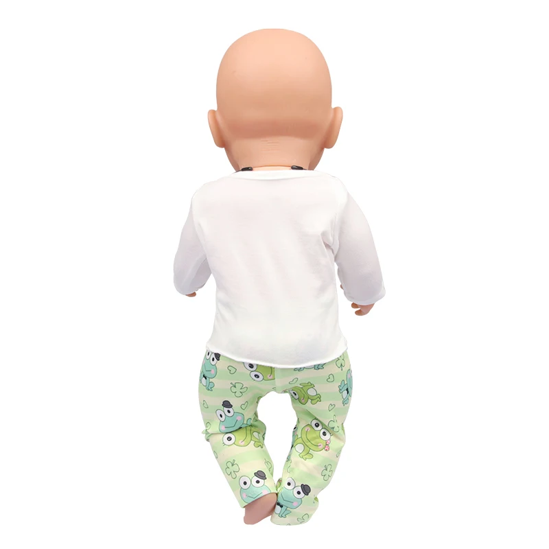 Doll Clothes Pajamas For 43cm Baby Reborn&American 18 Inch Girl Doll Unicorn Frog Shark Cartoon Clothes Suit For Generation Doll