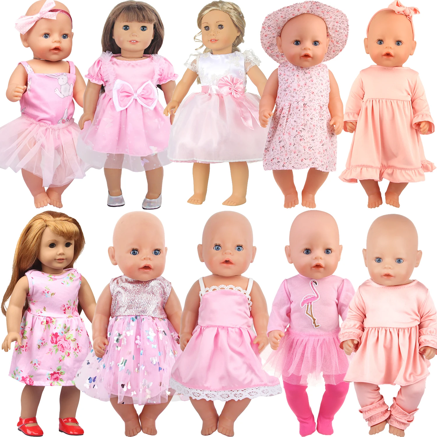 Doll Clothes Pajamas For 43cm Baby Reborn&American 18 Inch Girl Doll Unicorn Frog Shark Cartoon Clothes Suit For Generation Doll