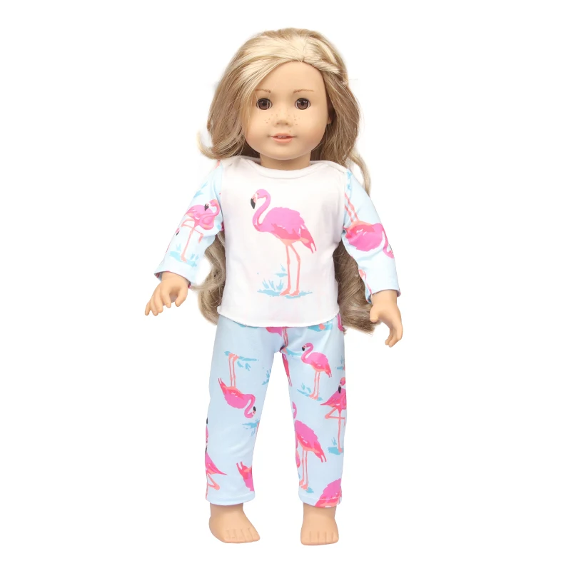Doll Clothes Pajamas For 43cm Baby Reborn&American 18 Inch Girl Doll Unicorn Frog Shark Cartoon Clothes Suit For Generation Doll