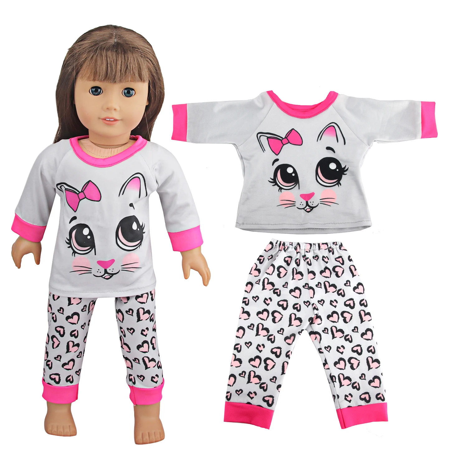 Doll Clothes Pajamas For 43cm Baby Reborn&American 18 Inch Girl Doll Unicorn Frog Shark Cartoon Clothes Suit For Generation Doll