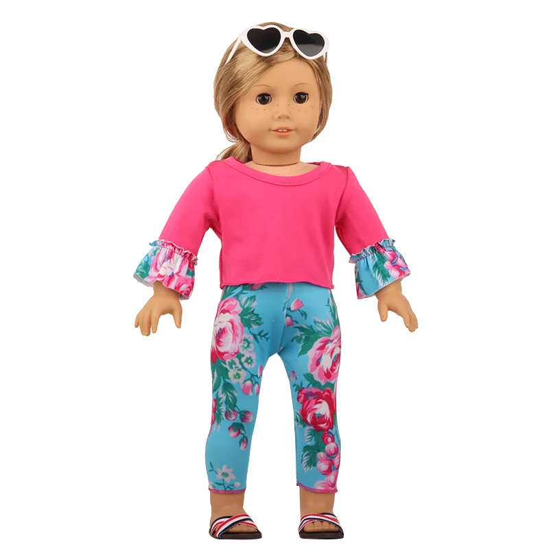Doll Clothes Pajamas For 43cm Baby Reborn&American 18 Inch Girl Doll Unicorn Frog Shark Cartoon Clothes Suit For Generation Doll