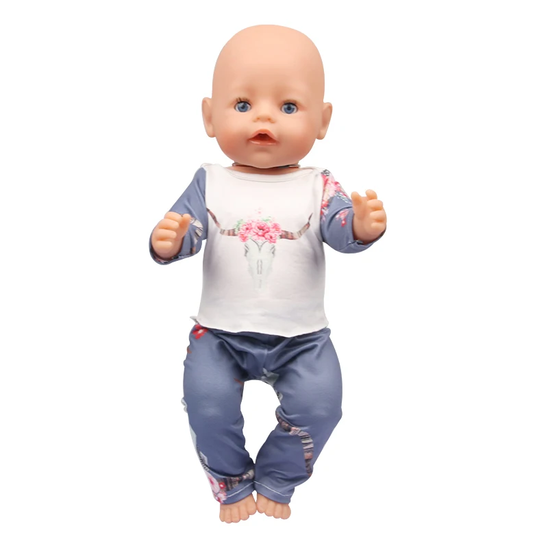 Doll Clothes Pajamas For 43cm Baby Reborn&American 18 Inch Girl Doll Unicorn Frog Shark Cartoon Clothes Suit For Generation Doll