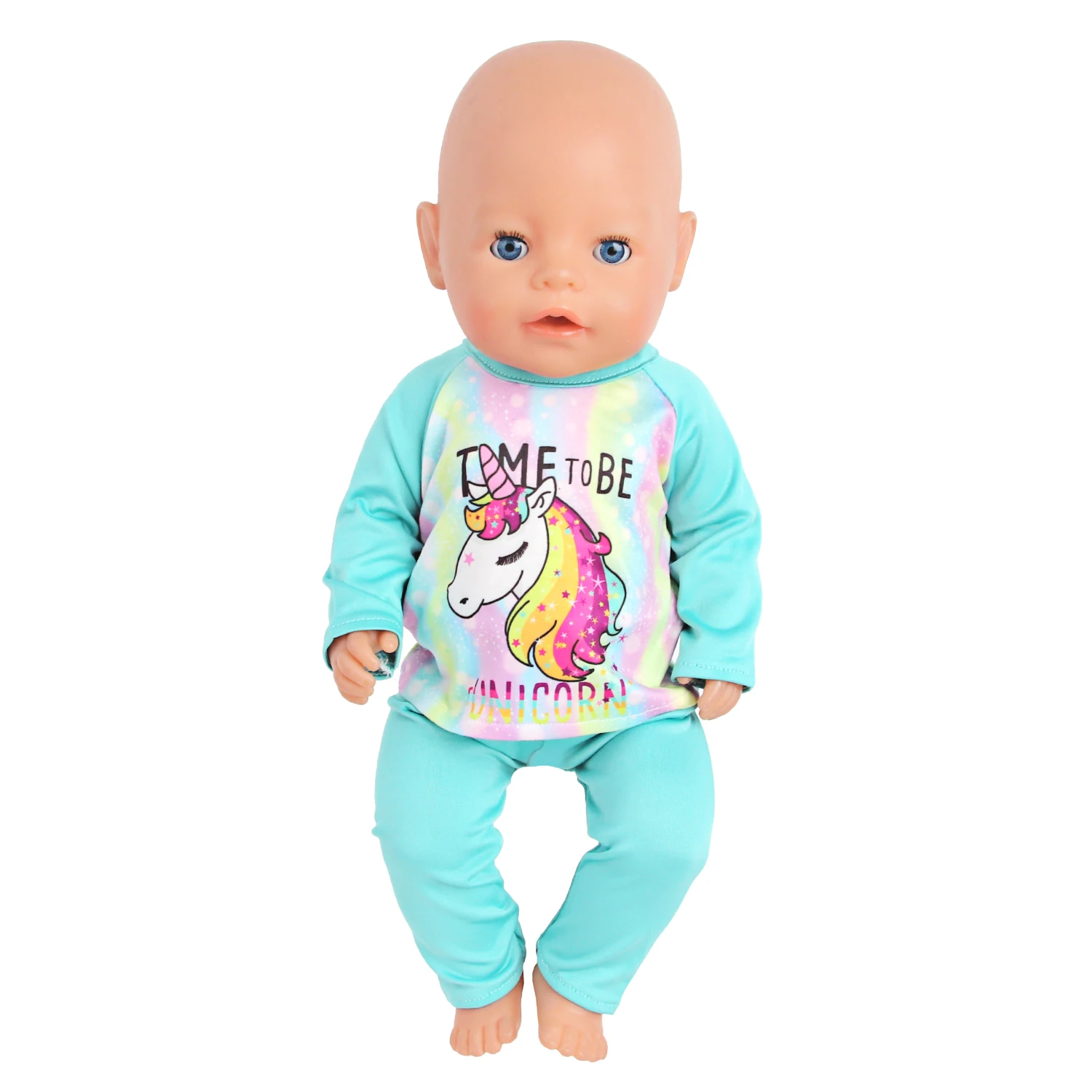 Doll Clothes Pajamas For 43cm Baby Reborn&American 18 Inch Girl Doll Unicorn Frog Shark Cartoon Clothes Suit For Generation Doll