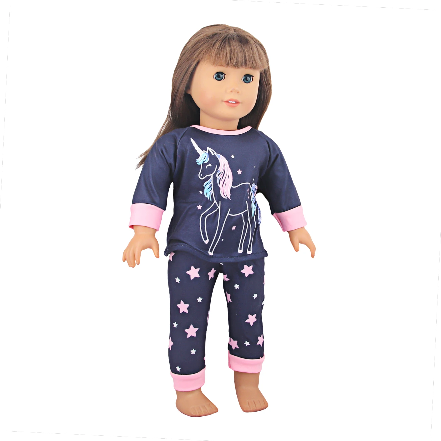 Doll Clothes Pajamas For 43cm Baby Reborn&American 18 Inch Girl Doll Unicorn Frog Shark Cartoon Clothes Suit For Generation Doll