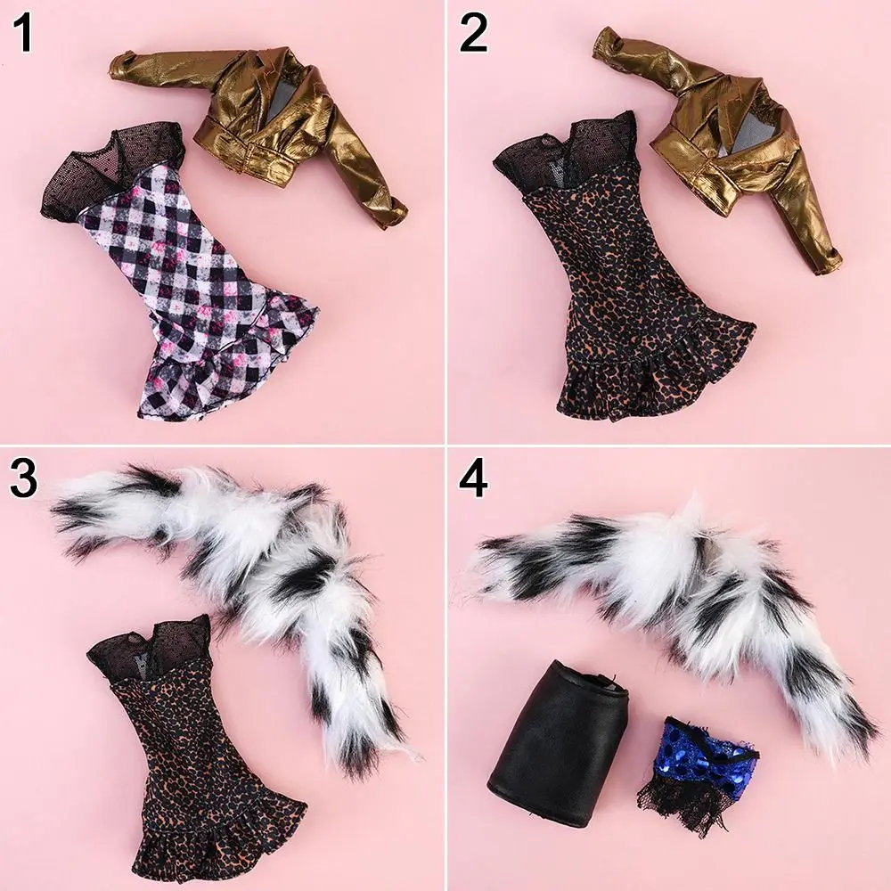 1 Set 1/6 Doll Fashion Casual Clothes Winter Wear Plush Coat Skirt Handmade Girl Doll Wearing Set For 29~32 cm Doll