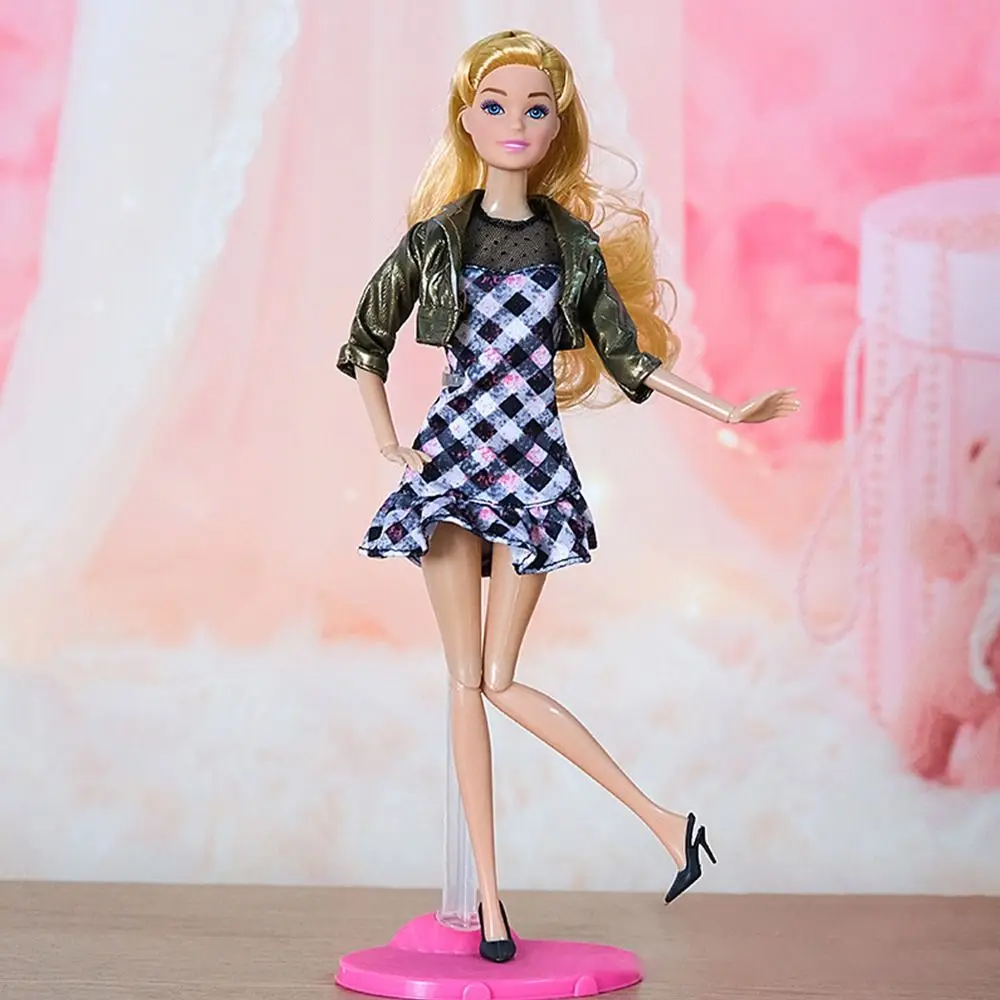 1 Set 1/6 Doll Fashion Casual Clothes Winter Wear Plush Coat Skirt Handmade Girl Doll Wearing Set For 29~32 cm Doll