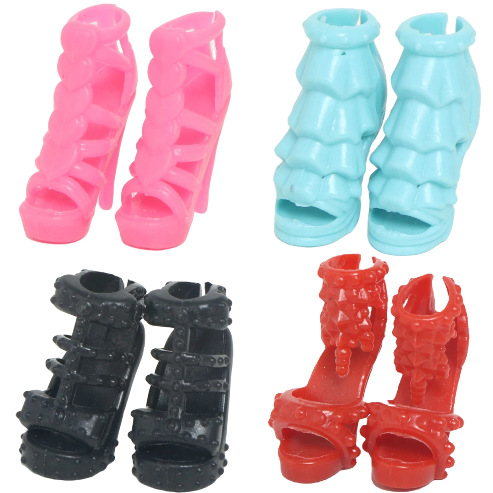 10 Pairs Colorful Doll Shoes Mixed Style Assorted High Heels Sandals Outfit Dress Clothes Accessories for 11.5'' Doll DIY Toys
