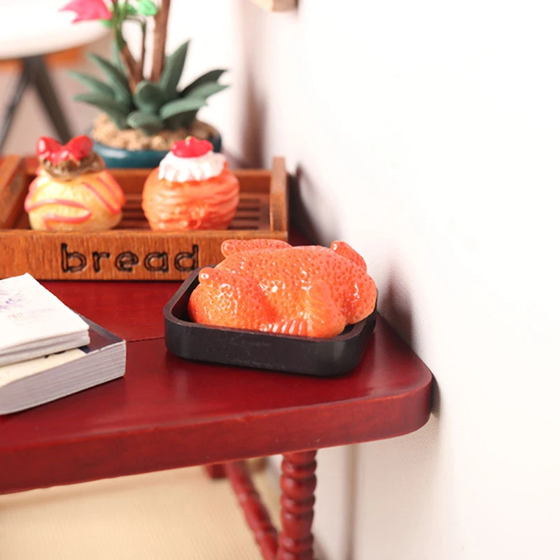 Dollhouse Roast Chicken Creative New 1/12 Dollhouse Miniature Roast Chicken Simulation Kitchen Food Model For Doll House Decor