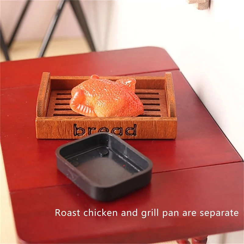 Dollhouse Roast Chicken Creative New 1/12 Dollhouse Miniature Roast Chicken Simulation Kitchen Food Model For Doll House Decor
