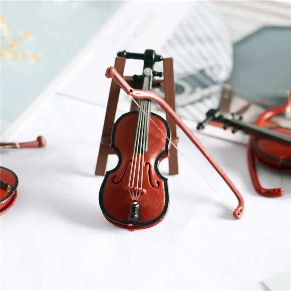 1/12 Scale Doll Musical Instruments Miniature Piano Violin Guitar Drum Microphone Saxophone Trumpet Model Dollhouse Accessories