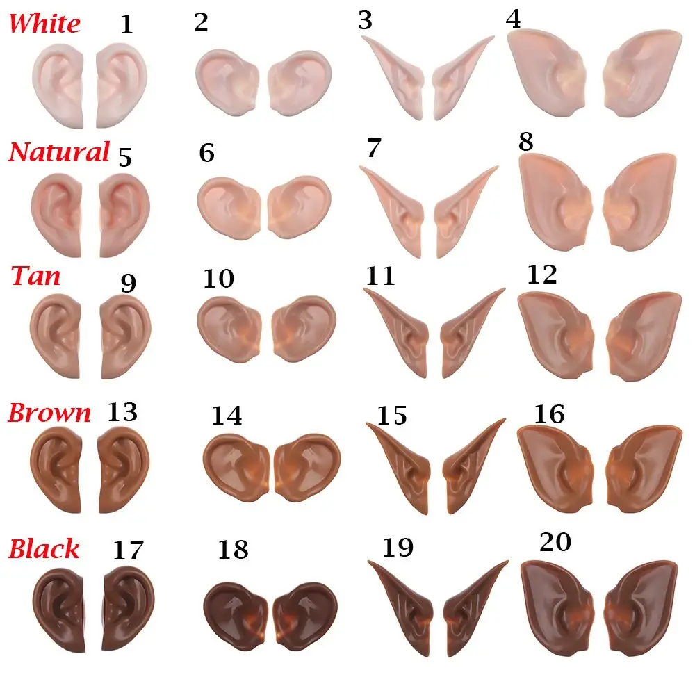 1Pair Blyth Doll Elf Ears Toy White Natural Tan Dark And Super Black Skin Only Ears No Doll Artificial Ear Accessories
