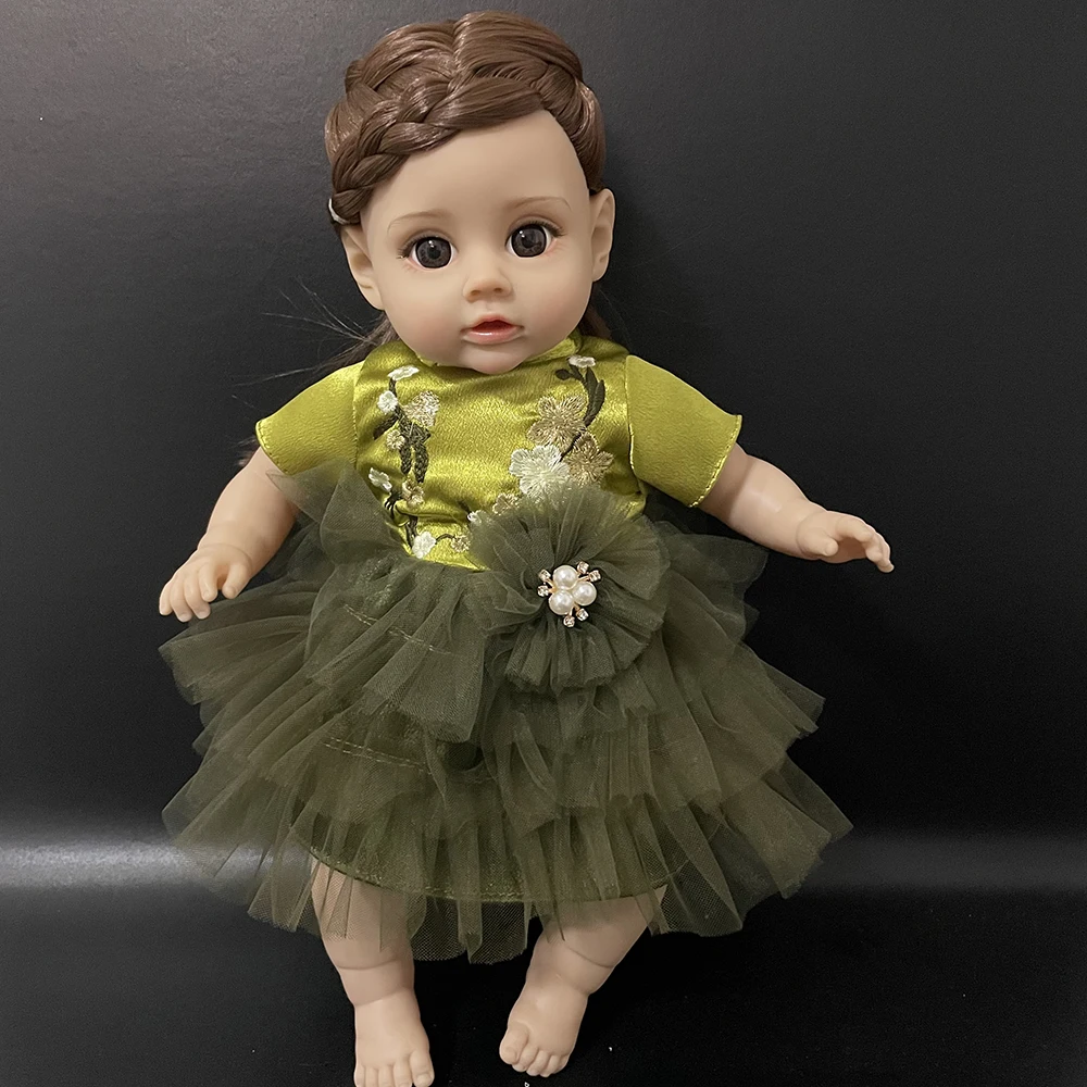 14 Inch New Reborn Doll 35CM Voice Girl Bebe Baby With Fashion Clothes Smooth Soft Skin Vinyl Head Limbs Cotton Body Kids Gift
