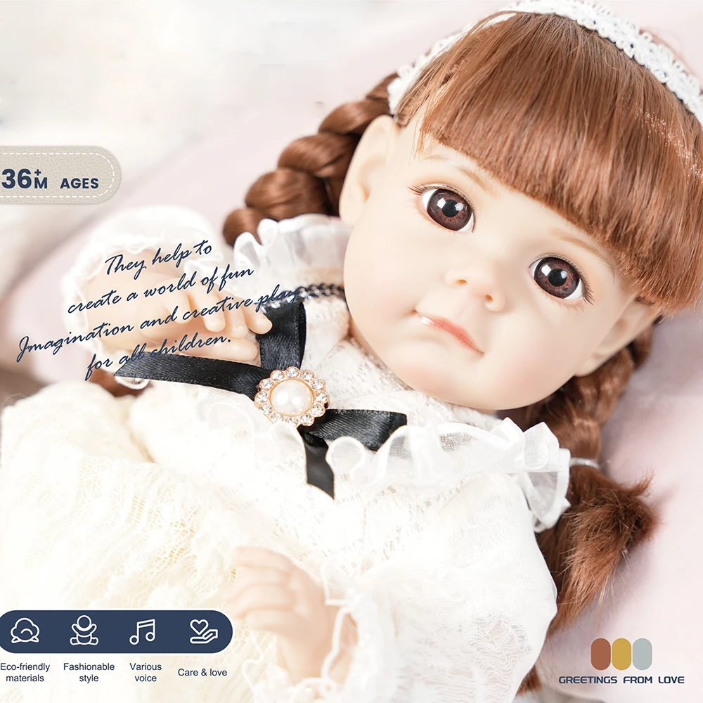 14 Inch New Reborn Doll 35CM Voice Girl Bebe Baby With Fashion Clothes Smooth Soft Skin Vinyl Head Limbs Cotton Body Kids Gift