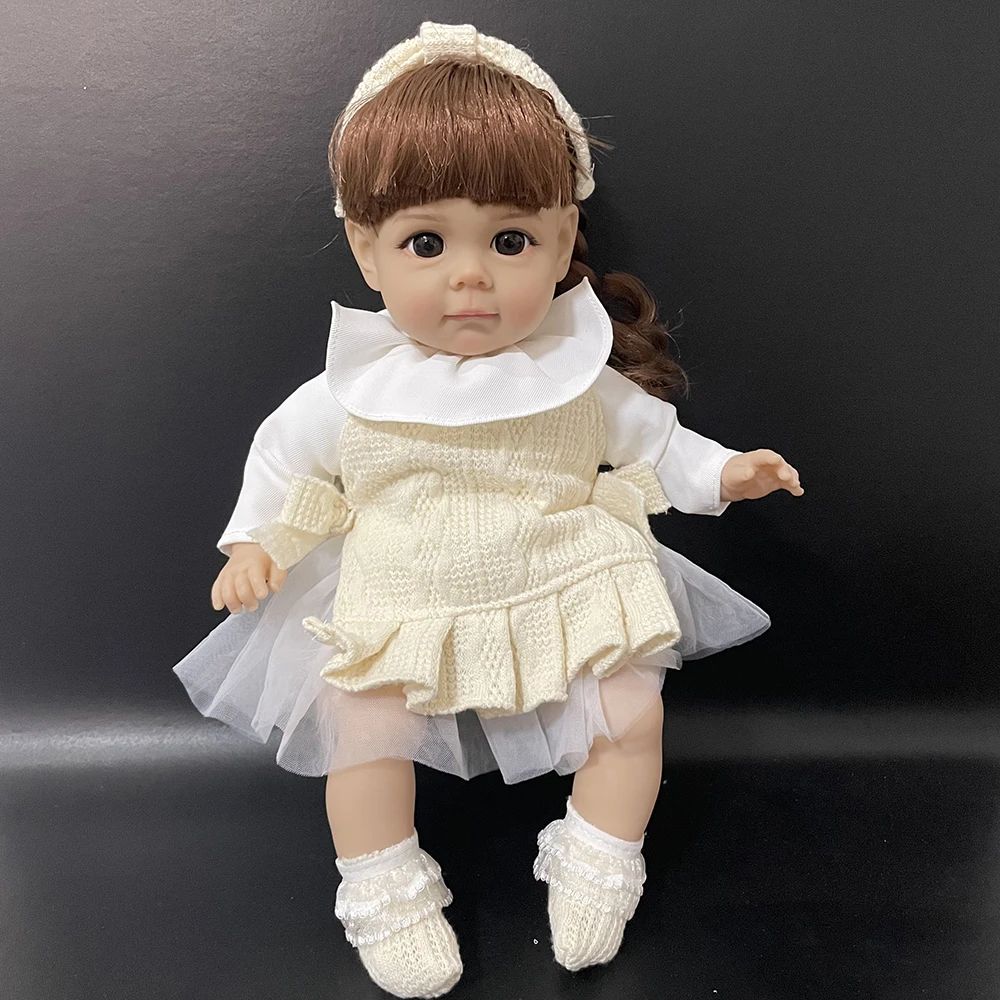 14 Inch New Reborn Doll 35CM Voice Girl Bebe Baby With Fashion Clothes Smooth Soft Skin Vinyl Head Limbs Cotton Body Kids Gift