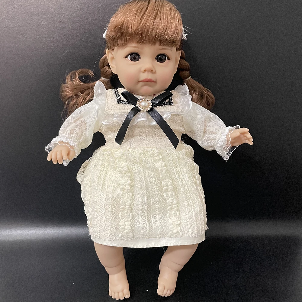 14 Inch New Reborn Doll 35CM Voice Girl Bebe Baby With Fashion Clothes Smooth Soft Skin Vinyl Head Limbs Cotton Body Kids Gift