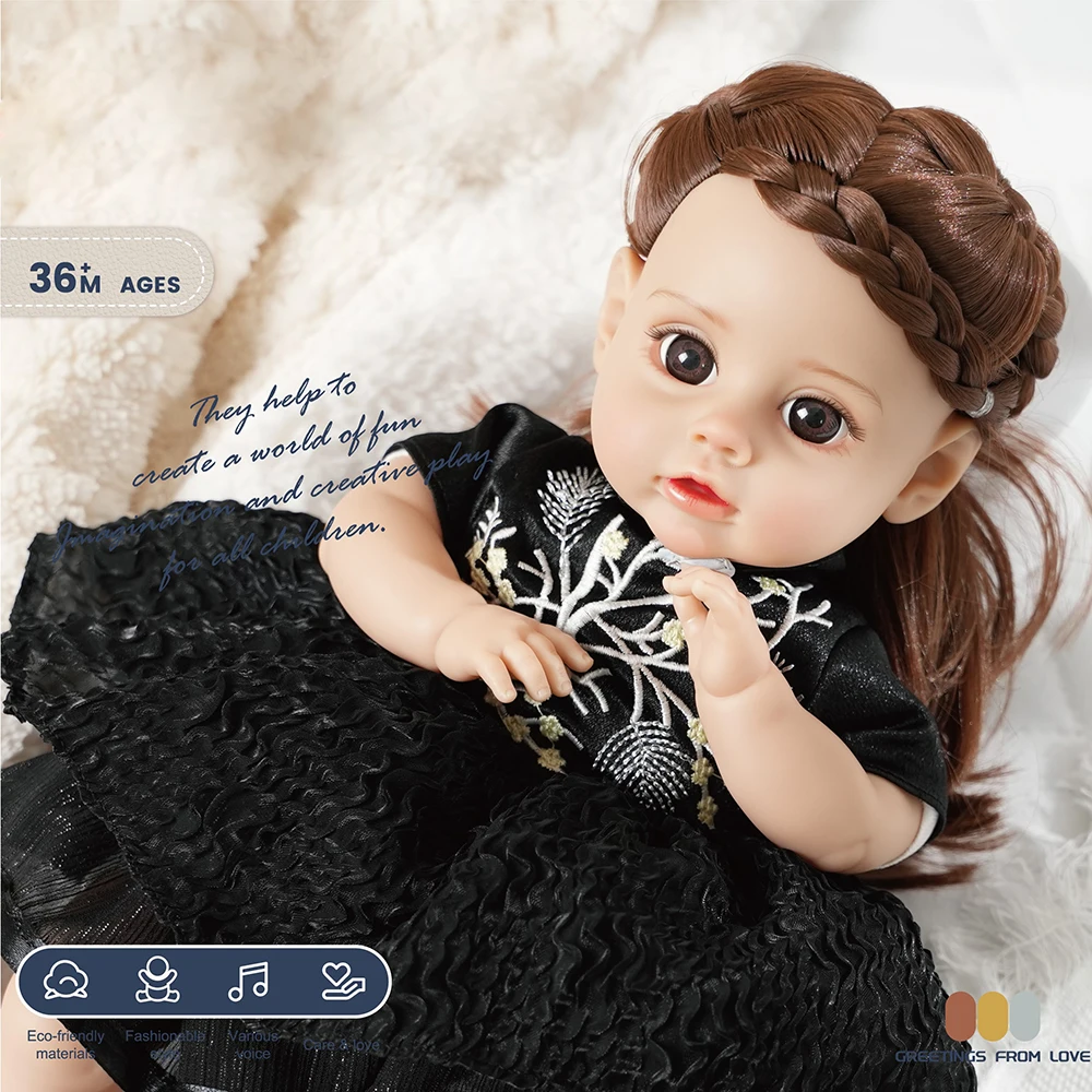 14 Inch New Reborn Doll 35CM Voice Girl Bebe Baby With Fashion Clothes Smooth Soft Skin Vinyl Head Limbs Cotton Body Kids Gift