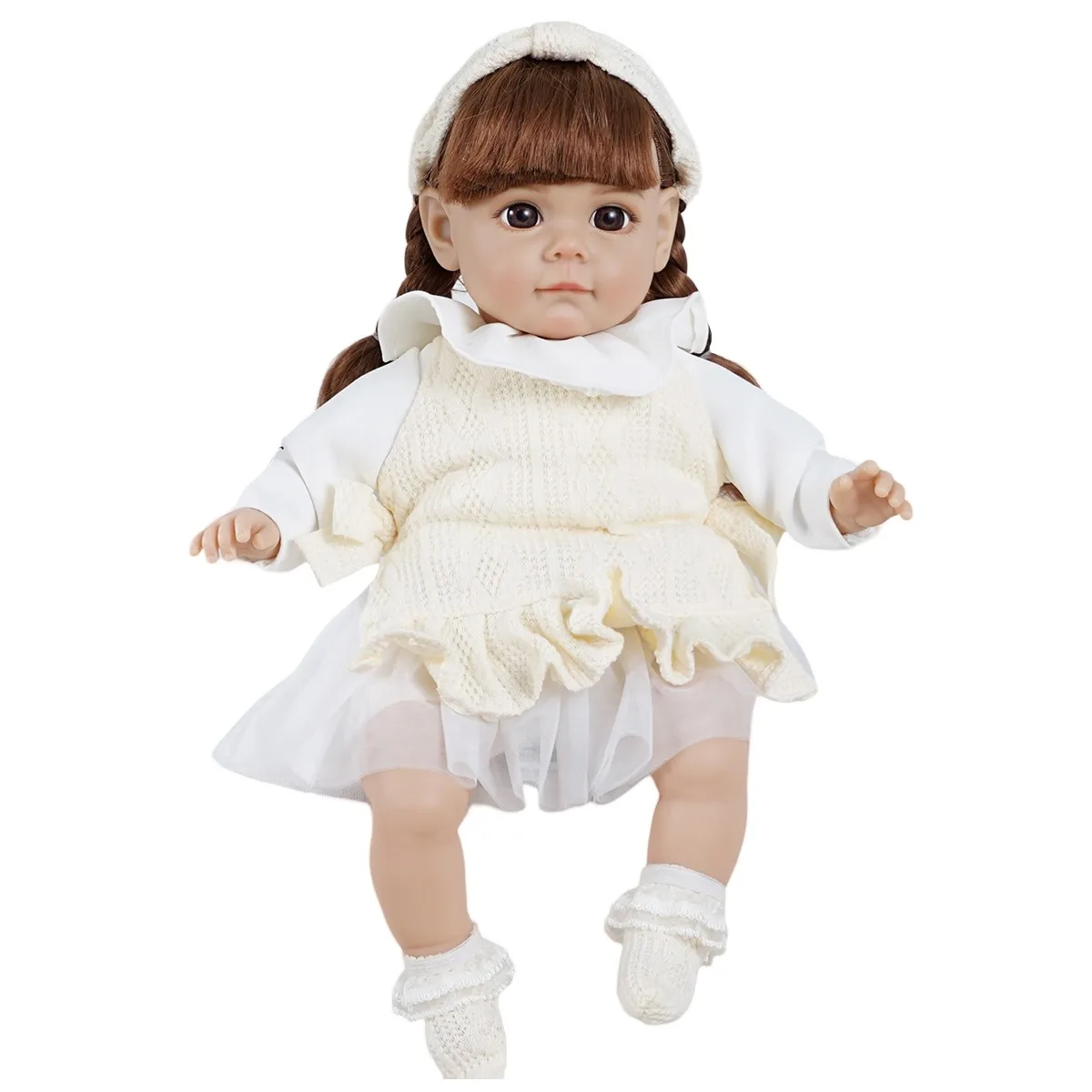14 Inch New Reborn Doll 35CM Voice Girl Bebe Baby With Fashion Clothes Smooth Soft Skin Vinyl Head Limbs Cotton Body Kids Gift