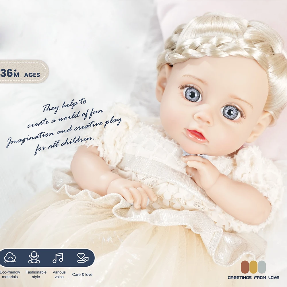 14 Inch New Reborn Doll 35CM Voice Girl Bebe Baby With Fashion Clothes Smooth Soft Skin Vinyl Head Limbs Cotton Body Kids Gift