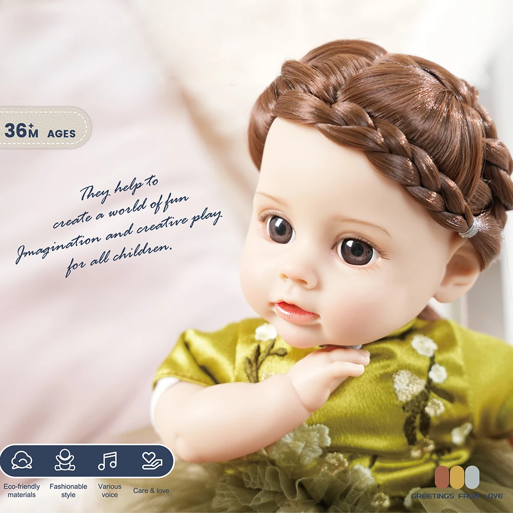 14 Inch New Reborn Doll 35CM Voice Girl Bebe Baby With Fashion Clothes Smooth Soft Skin Vinyl Head Limbs Cotton Body Kids Gift