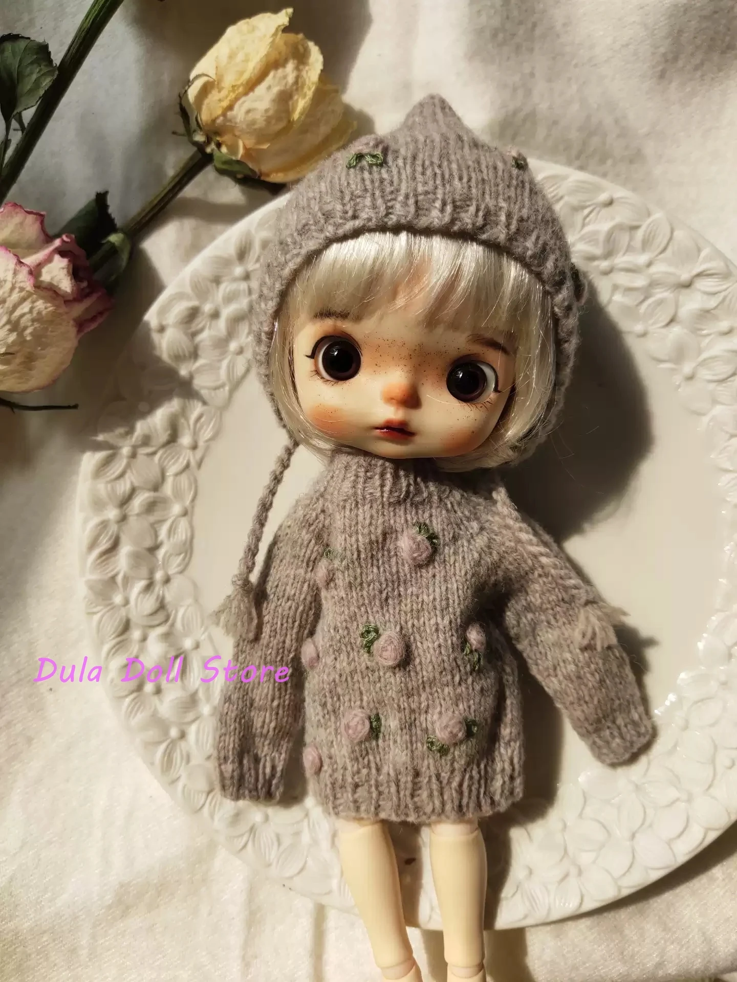 2026 Dula Doll Clothes Dress Cashmere Handmade Sweater Blythe Qbaby Ob24 Ob22 1/6 6 Points Body Doll