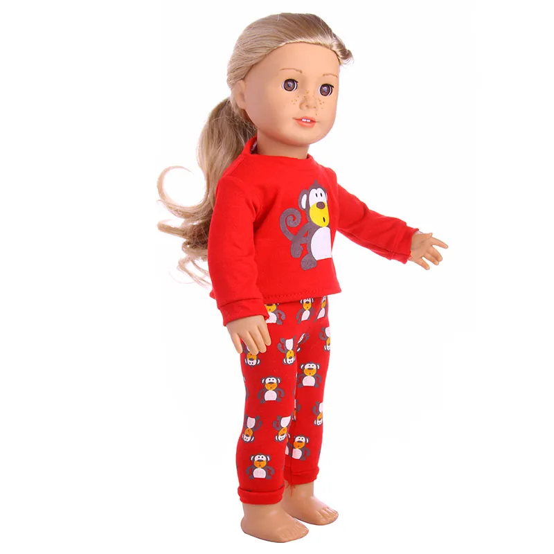 2 Pcs/Set Animal Pajamas Suit For 43cm Baby Doll Clothes Accessories And 18 Inch American Doll Girl's Toys Our Generation