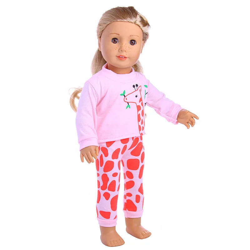 2 Pcs/Set Animal Pajamas Suit For 43cm Baby Doll Clothes Accessories And 18 Inch American Doll Girl's Toys Our Generation