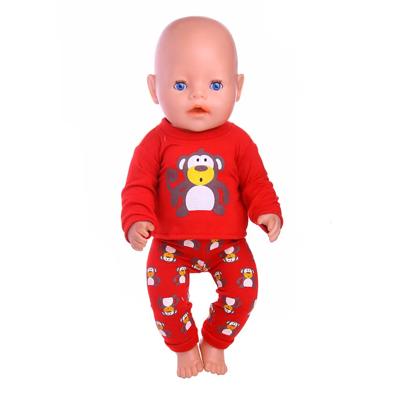 2 Pcs/Set Animal Pajamas Suit For 43cm Baby Doll Clothes Accessories And 18 Inch American Doll Girl's Toys Our Generation