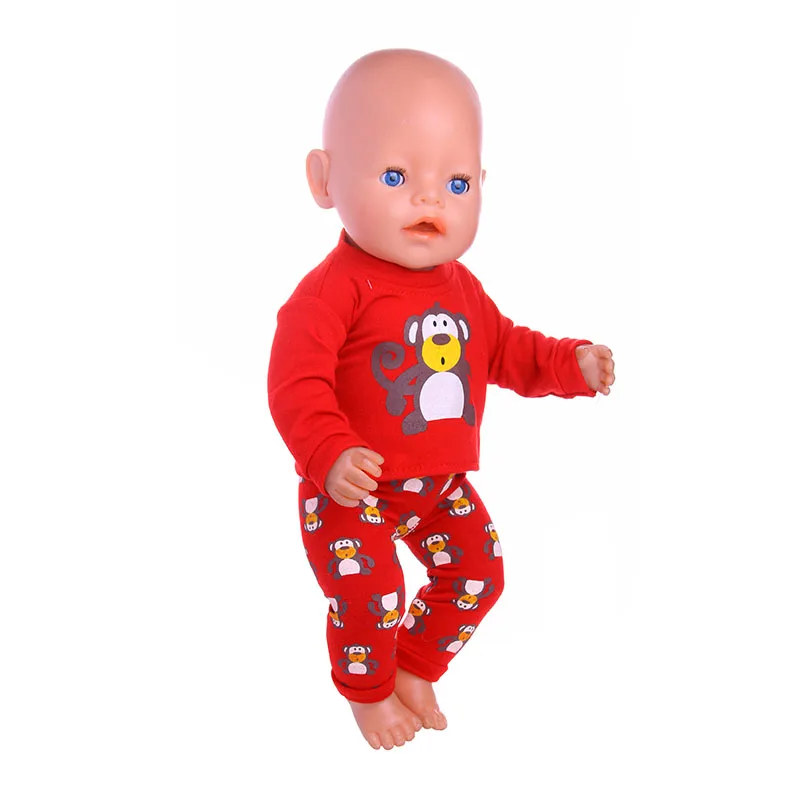 2 Pcs/Set Animal Pajamas Suit For 43cm Baby Doll Clothes Accessories And 18 Inch American Doll Girl's Toys Our Generation