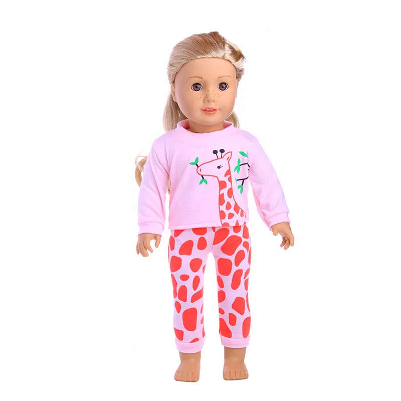 2 Pcs/Set Animal Pajamas Suit For 43cm Baby Doll Clothes Accessories And 18 Inch American Doll Girl's Toys Our Generation