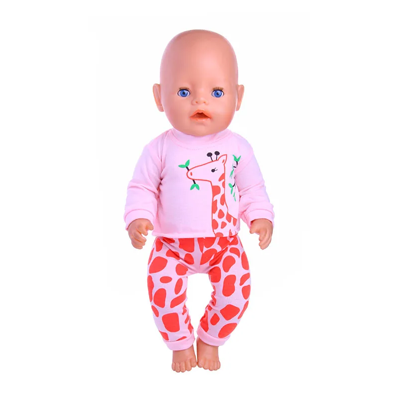 2 Pcs/Set Animal Pajamas Suit For 43cm Baby Doll Clothes Accessories And 18 Inch American Doll Girl's Toys Our Generation