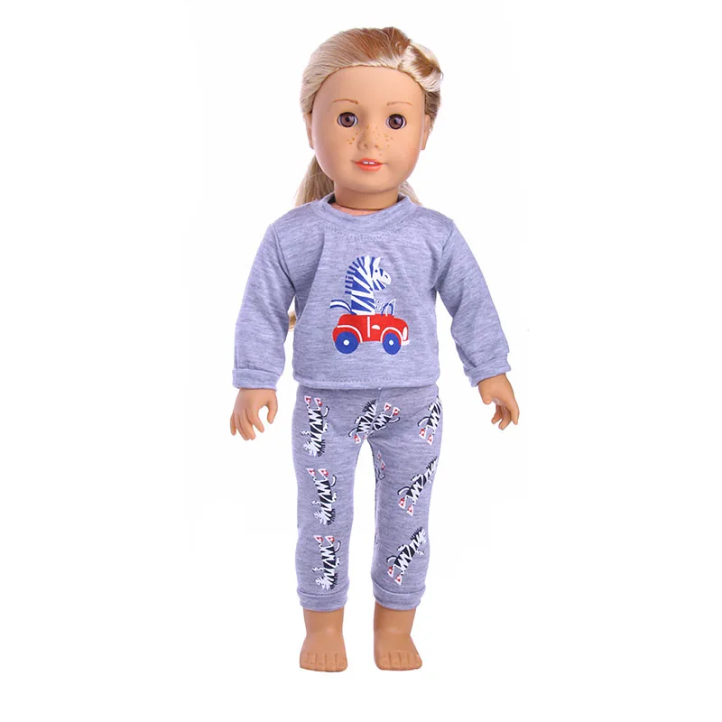 2 Pcs/Set Animal Pajamas Suit For 43cm Baby Doll Clothes Accessories And 18 Inch American Doll Girl's Toys Our Generation