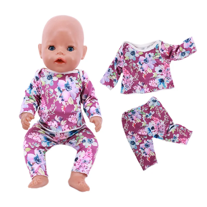 2 Pcs/Set Animal Pajamas Suit For 43cm Baby Doll Clothes Accessories And 18 Inch American Doll Girl's Toys Our Generation