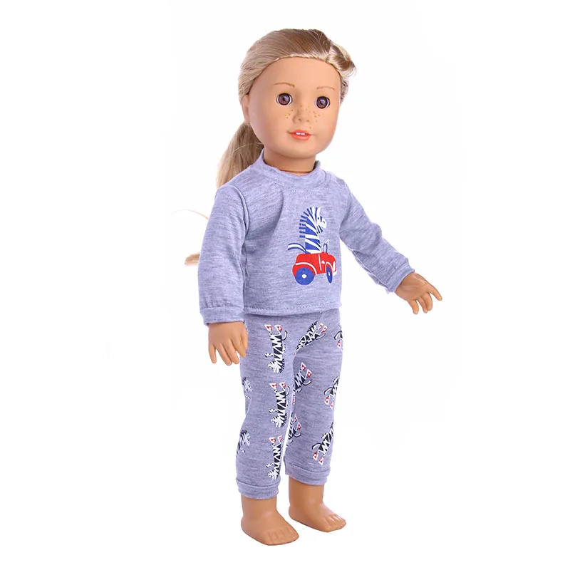 2 Pcs/Set Animal Pajamas Suit For 43cm Baby Doll Clothes Accessories And 18 Inch American Doll Girl's Toys Our Generation