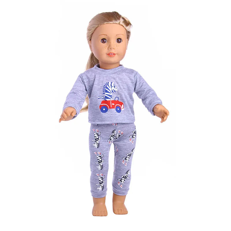 2 Pcs/Set Animal Pajamas Suit For 43cm Baby Doll Clothes Accessories And 18 Inch American Doll Girl's Toys Our Generation
