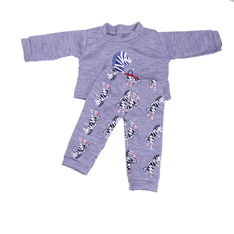 2 Pcs/Set Animal Pajamas Suit For 43cm Baby Doll Clothes Accessories And 18 Inch American Doll Girl's Toys Our Generation