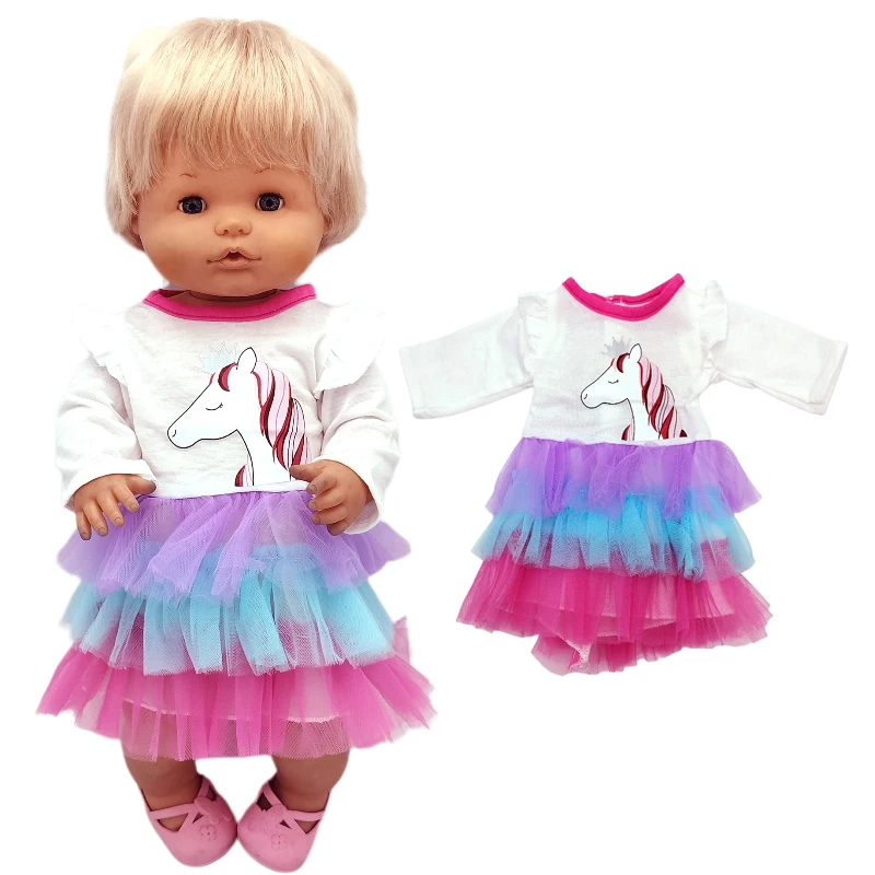 For 40cm Nenuco Doll Clothes 17" Baby Doll Blue Flower Dress Toys Clothing