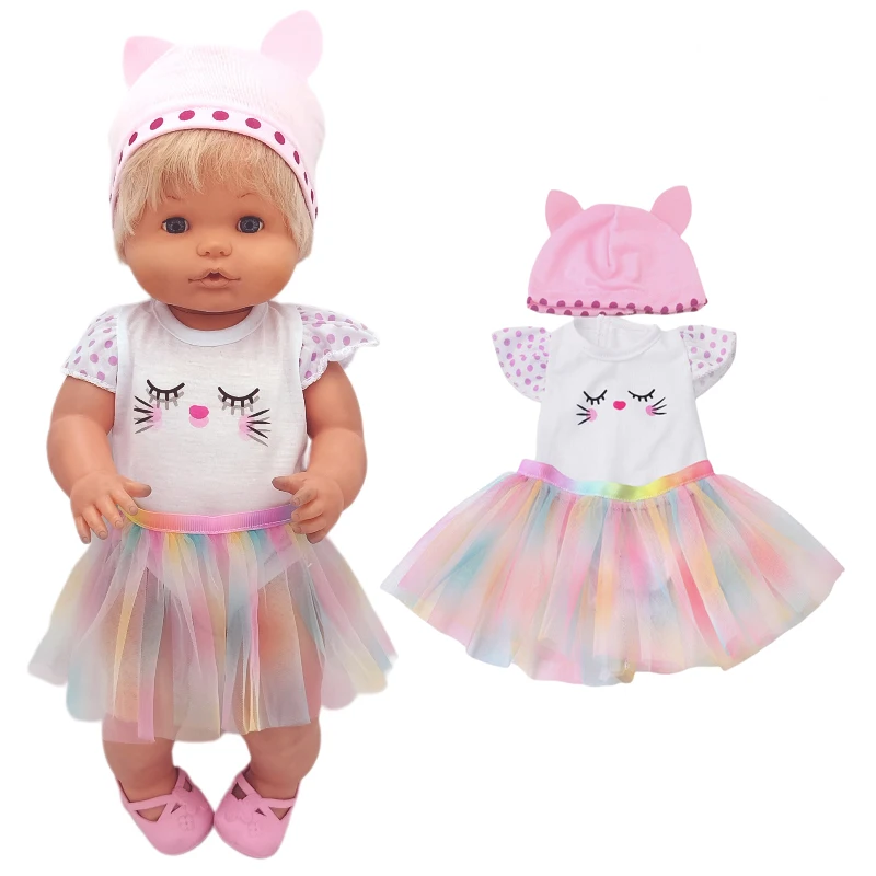 For 40cm Nenuco Doll Clothes 17" Baby Doll Blue Flower Dress Toys Clothing