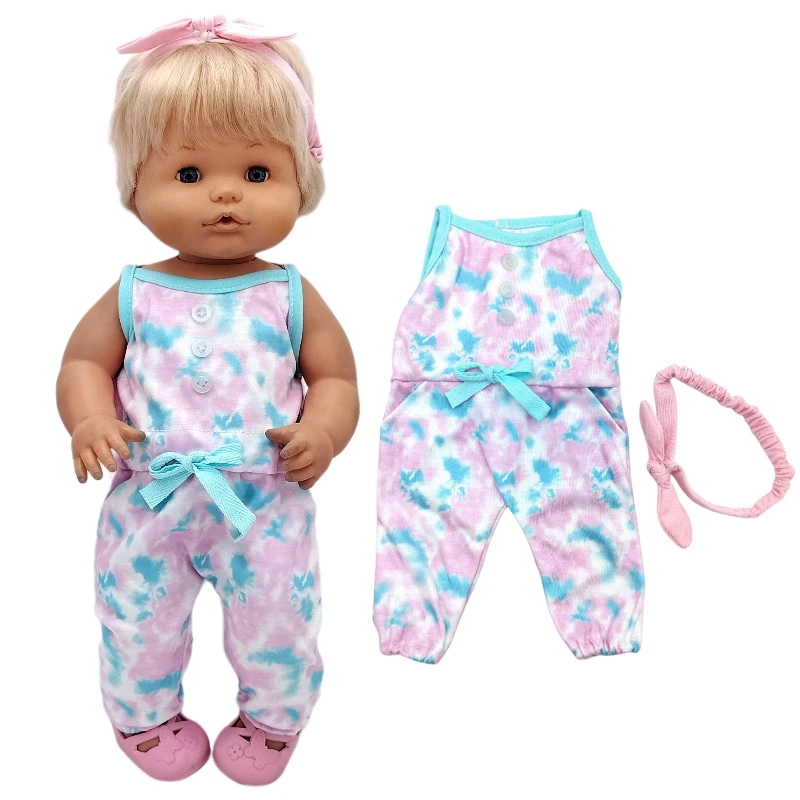 For 40cm Nenuco Doll Clothes 17" Baby Doll Blue Flower Dress Toys Clothing